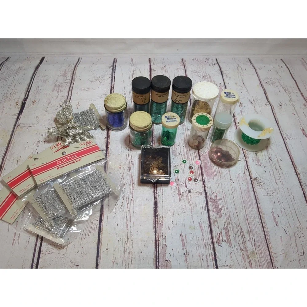 Vintage Lot Sequins,Trim, Star Glitter,‎ Even Googly Eyes Multiple Colors